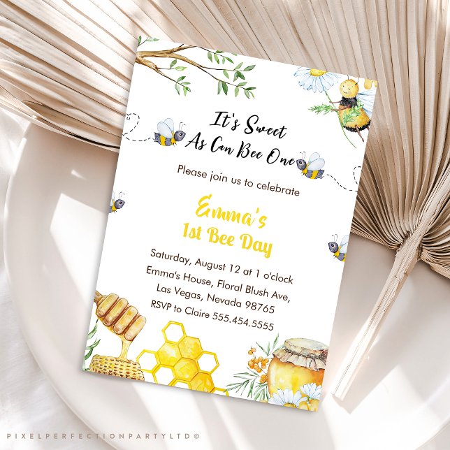 Invitation Premier Jour D'Abeille Si Doux À Être Un Anniversa (Créateur téléchargé)