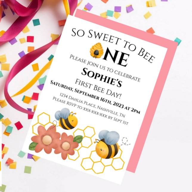 Invitation Premier Jour d'abeilles So Sweet to BEE une invita (Créateur téléchargé)
