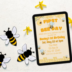 Invitation Premier jour de l'abeille, 1er anniversaire du bou