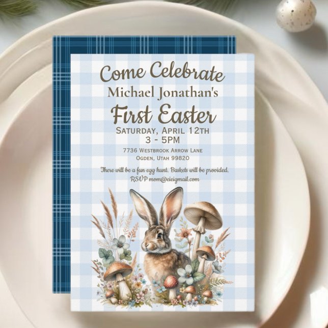 Invitation Premier Lapin de Pâques (Celebrate the joy of a first Easter with our adorable Jack Rabbit collection.)