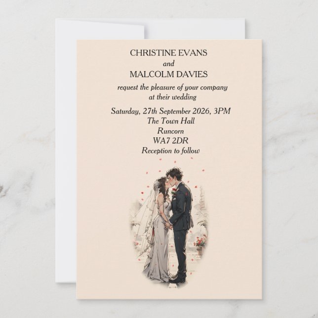 Invitation Premier Mariage de baiser (Devant)