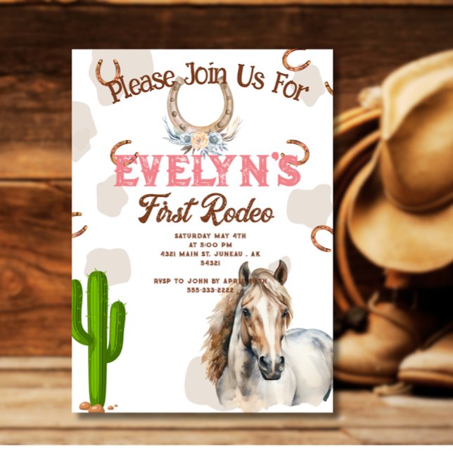 Invitation Premier modèle de fer à cheval western de Rodéo  (Créateur téléchargé)