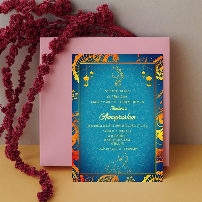 Invitation Premier Riz "Annaprashan" Bébé indien (Créateur téléchargé)