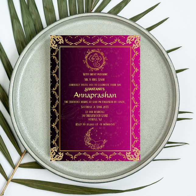 Invitation Premier Riz "Annaprashan" Bébé indien (Créateur téléchargé)