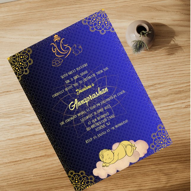 Invitation Premier Riz "Annaprashan" Photo indienne Baby (Créateur téléchargé)
