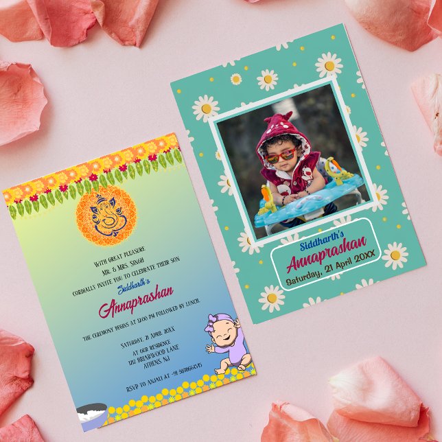 Invitation Premier Riz "Annaprashan" Photo indienne Baby (Créateur téléchargé)