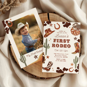 Invitation Premier rodéo 1er anniversaire Photo de cow-boy oc
