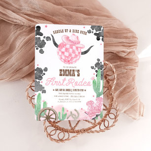 Invitation Premier Rodéo 1er Anniversaire Rose Bohème Fille F