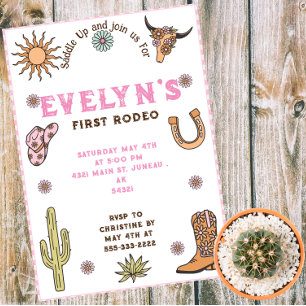 Invitation Premier Rodéo Anniversaire Cow-Boy Boho Western 