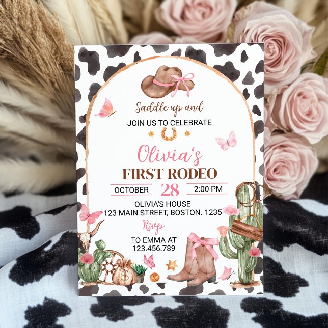 Invitation Premier Rodéo Bows Pink Cowgirl Anniversaire (Créateur téléchargé)