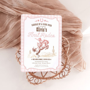 Invitation Premier Rodéo Fille de 1er Anniversaire Cowgirl de