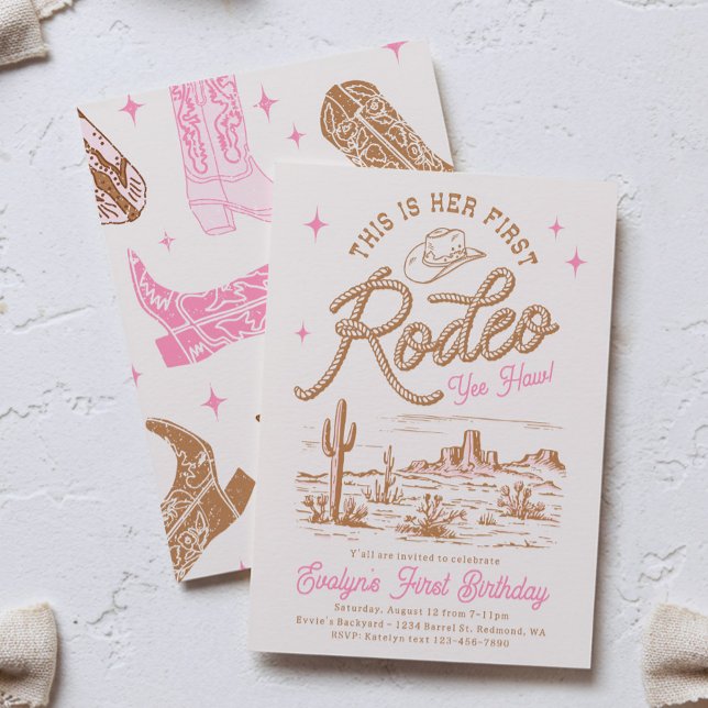 Invitation Premier Rodéo Rose  (Créateur téléchargé)