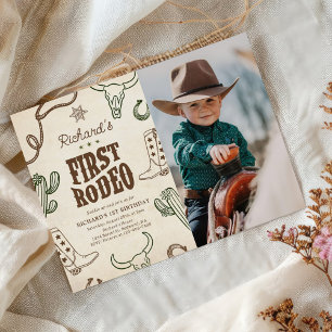 Invitation Premier Rodeo Western Boy 1er Anniversaire Photo