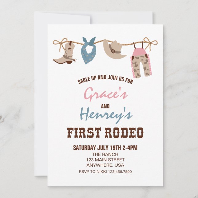 Invitation Premier Rodeo Western Cowboy Premier anniversaire  (Devant)