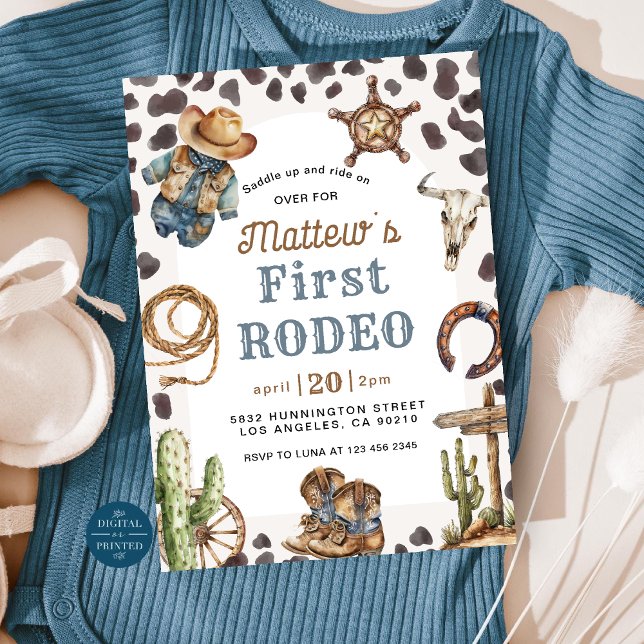 Invitation Premier Rodéo Wild West Cowboy Anniversaire (Créateur téléchargé)