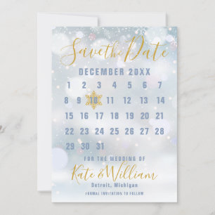 Invitation Premier Snowflakes Calendrier Mariage Enregistrer 