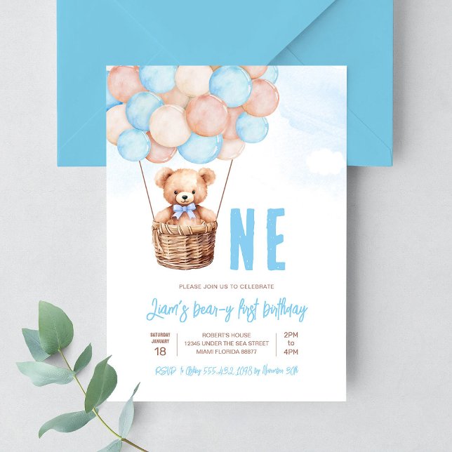 Invitation Premier Teddy Bear Boho 1er Anniversaire (Créateur téléchargé)