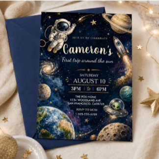 Invitation Premier Tour Autour du Soleil Anniversaire Espace