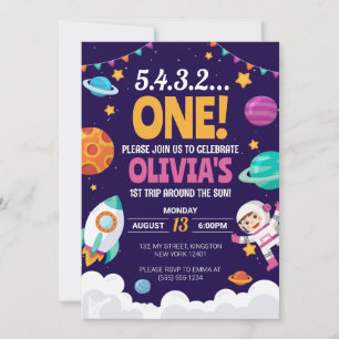 Invitation Premier Tour Autour du Soleil Fille Espace 1er Ann