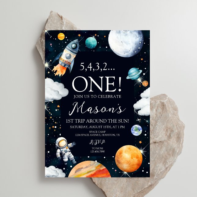 Invitation Premier Voyage Autour De L'Espace Soleil Anniversa (Créateur téléchargé)