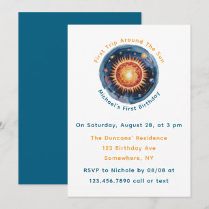 Invitation Premier Voyage Autour Du Soleil 1Er Anniversaire
