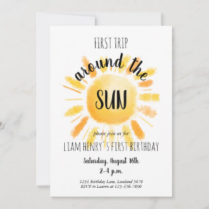 Invitation Premier Voyage Autour Du Soleil 1Er Anniversaire