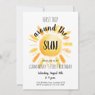 Invitation Premier Voyage Autour Du Soleil 1Er Anniversaire