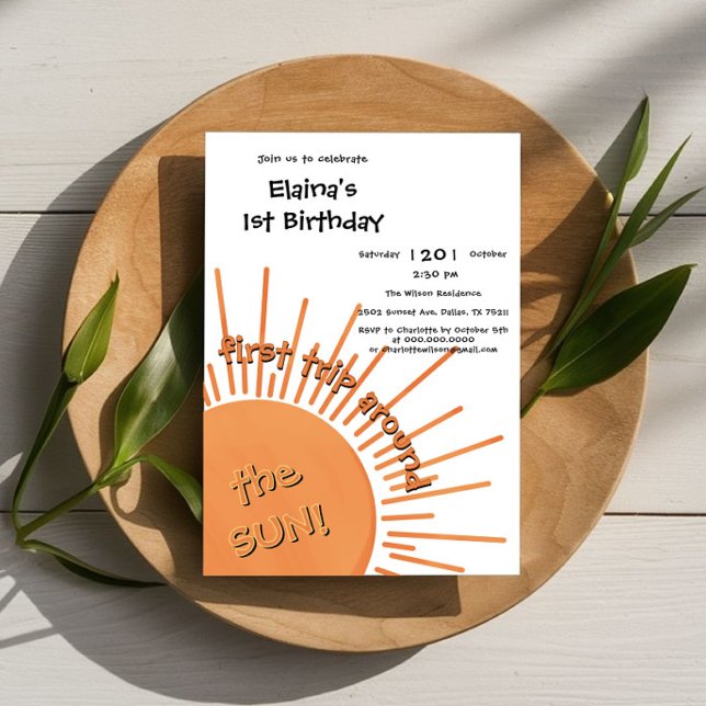 Invitation Premier Voyage Autour Du Soleil 1Er Anniversaire (Créateur téléchargé)