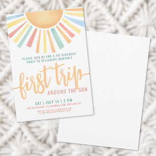 Invitation Premier Voyage Autour Du Soleil 1Er Anniversaire