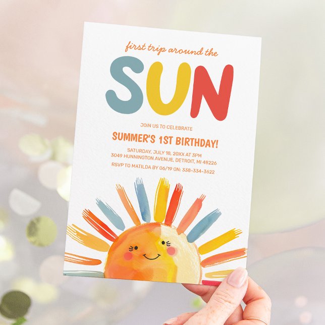 Invitation Premier Voyage Autour Du Soleil 1Er Anniversaire (Créateur téléchargé)