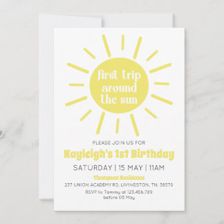 Invitation Premier Voyage Autour Du Soleil 1Er Anniversaire