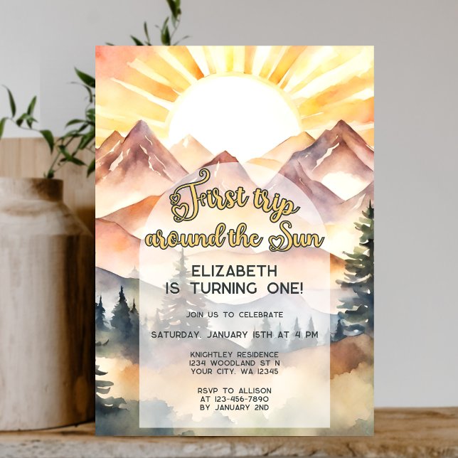 Invitation Premier voyage autour du soleil 1er anniversaire B (Créateur téléchargé)