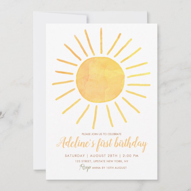 Invitation Premier Voyage Autour Du Soleil 1Er Anniversaire M (Devant)