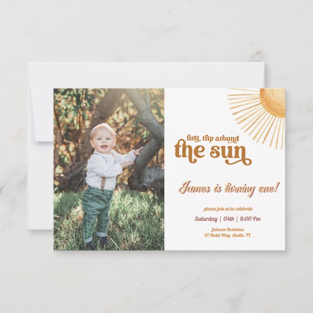 Invitation Premier voyage autour du soleil 1er anniversaire P (Devant)