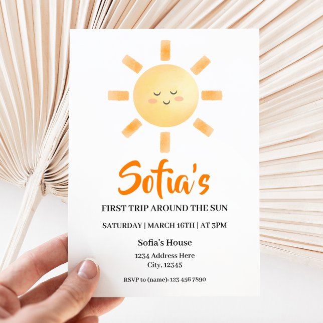 Invitation Premier voyage autour du soleil Anniversaire (Créateur téléchargé)