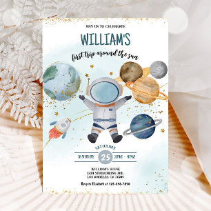Invitation Premier Voyage Autour du Soleil Anniversaire Espac