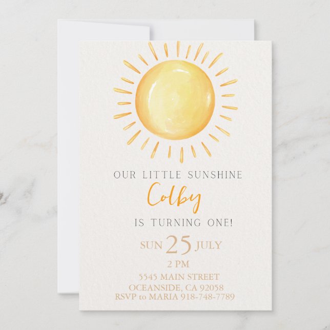 Invitation premier voyage autour du soleil Anniversaire Invit (Devant)