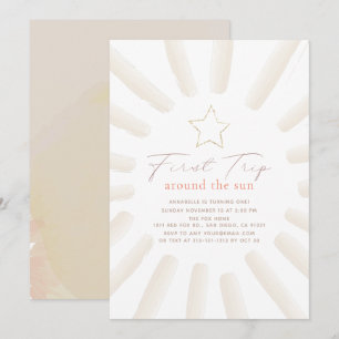 Invitation Premier Voyage Autour Du Soleil Boho 1Er Anniversa