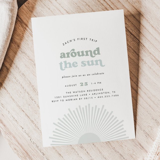 Invitation Premier voyage autour du Soleil Boho Boys 1er anni (Créateur téléchargé)
