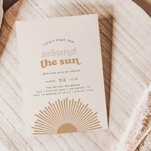 Invitation Premier voyage autour du Soleil Boho Girls 1er ann