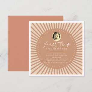Invitation Premier Voyage Autour Du Soleil Boho Photo 1er Ann