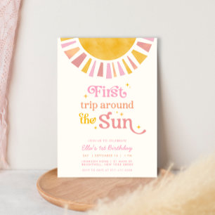 Invitation Premier voyage autour du Soleil Boho Retro 1er ann