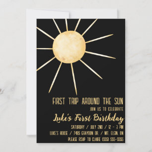 Invitation Premier voyage autour du soleil, dimanche 1er anni