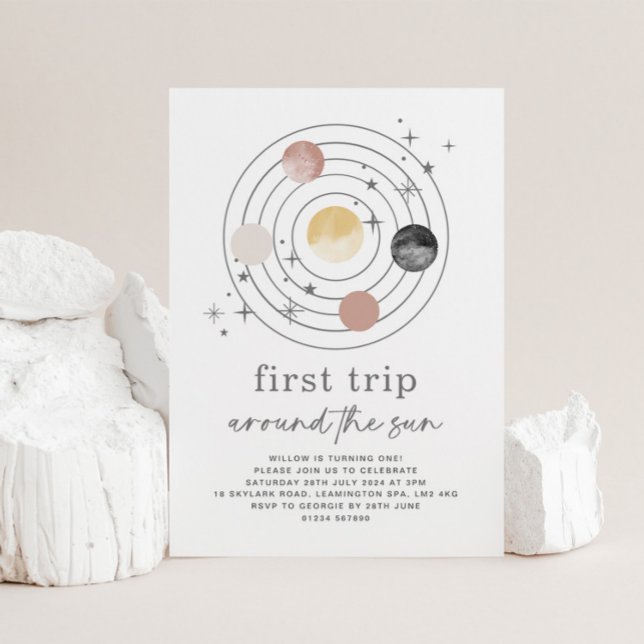 Invitation Premier Voyage Autour Du Soleil Espace Anniversair (Créateur téléchargé)