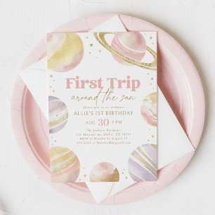 Invitation Premier voyage autour du Soleil Extérieur Annivers