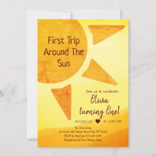 Invitation Premier Voyage Autour Du Soleil Or Soleil Annivers