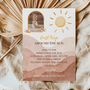 Invitation Premier voyage autour du soleil Photo 1er Annivers