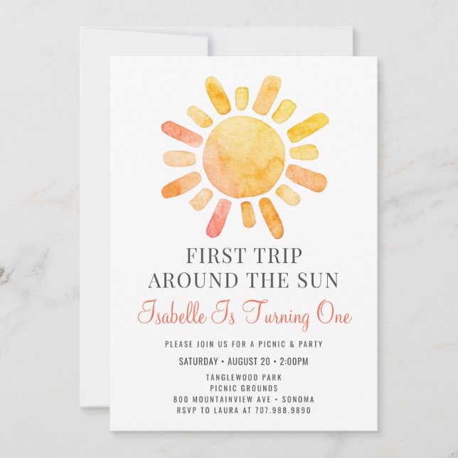 Invitation Premier Voyage Autour Du Soleil Premier Anniversai (Devant)