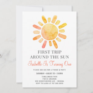 Invitation Premier Voyage Autour Du Soleil Premier Anniversai