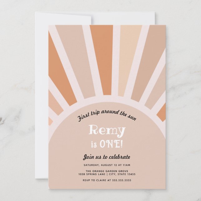 Invitation Premier voyage autour du soleil Premier anniversai (Devant)